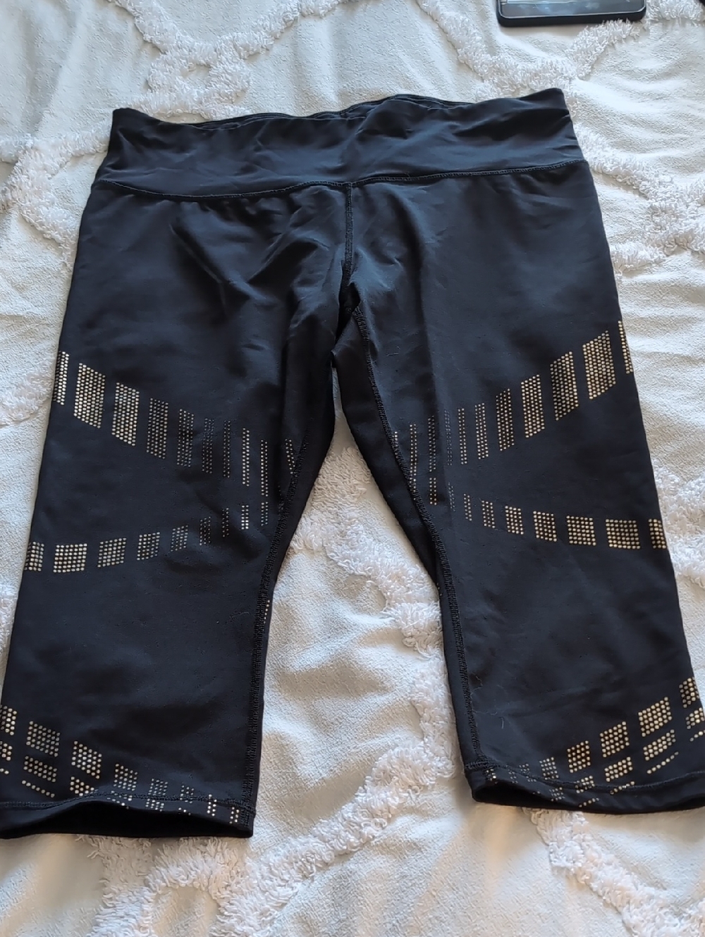 Xersion Black Capris with Gold Accents